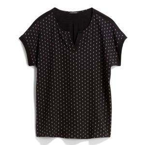 Papermoon Black Floral Bud Print V Neck Top Small